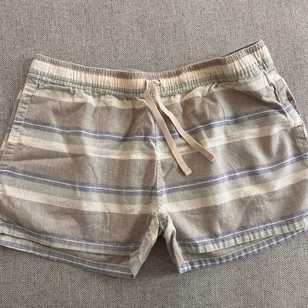 Patagonia Striped Women's Shorts - Beige and Blue